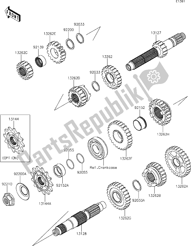 All parts for the 11 Transmission of the Kawasaki KX 250 2020