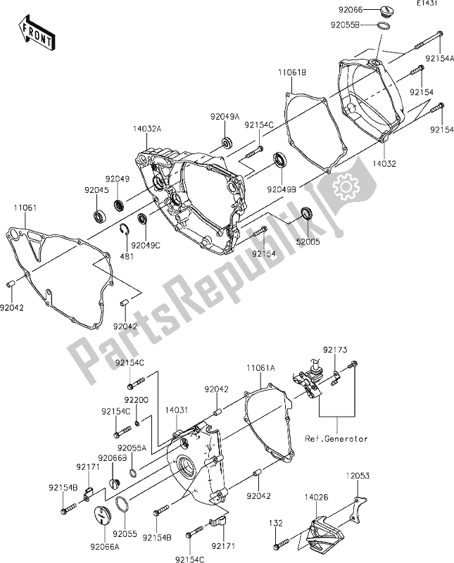 All parts for the 15 Engine Cover(s) of the Kawasaki KX 250 2020