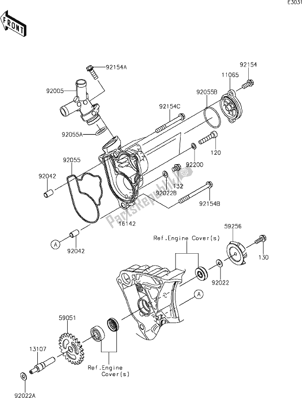 Toutes les pièces pour le 22 Water Pump du Kawasaki KX 250 2020