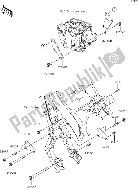 Tutte le parti per il 25 Engine Mount del Kawasaki KX 250 2020