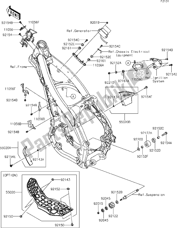 All parts for the 26 Frame Fittings of the Kawasaki KX 250 2020