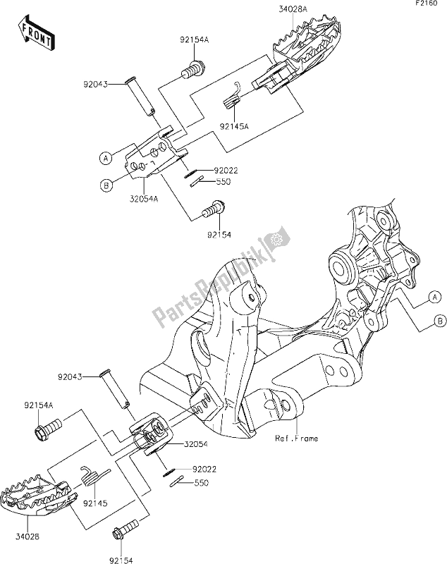 Alle onderdelen voor de 29 Footrests van de Kawasaki KX 250 2020