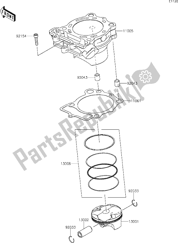 All parts for the 3 Cylinder/piston(s) of the Kawasaki KX 250 2020