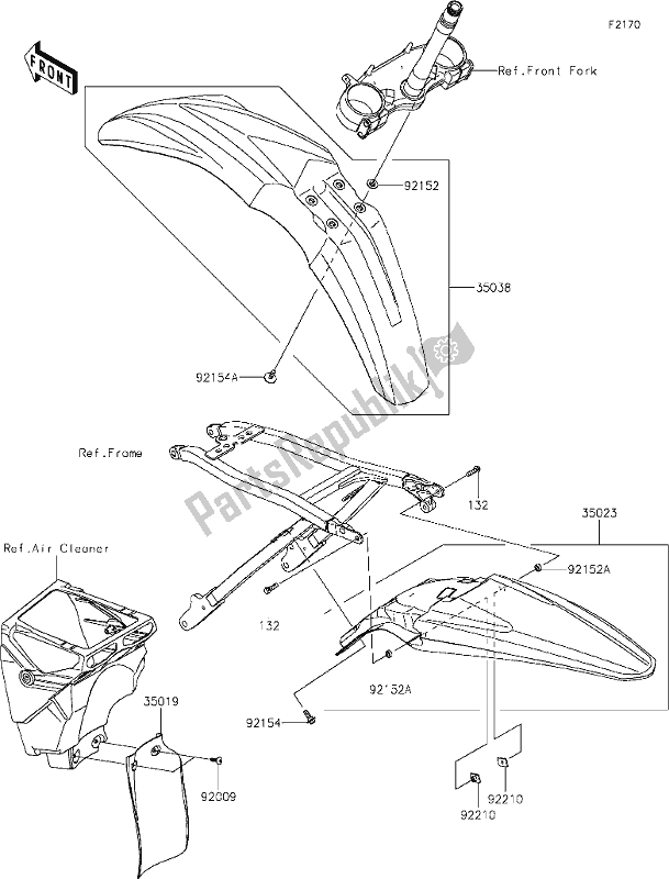 Todas las partes para 30 Fenders de Kawasaki KX 250 2020