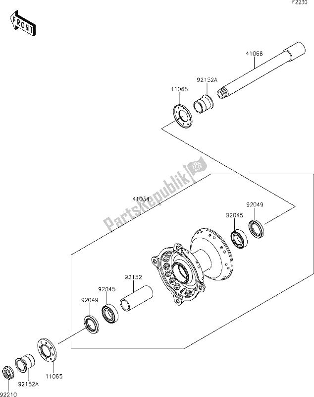 Tutte le parti per il 33 Front Hub del Kawasaki KX 250 2020