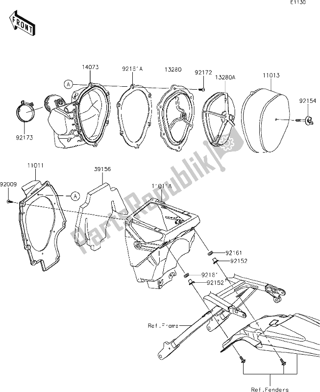 Alle onderdelen voor de 4 Air Cleaner van de Kawasaki KX 250 2020