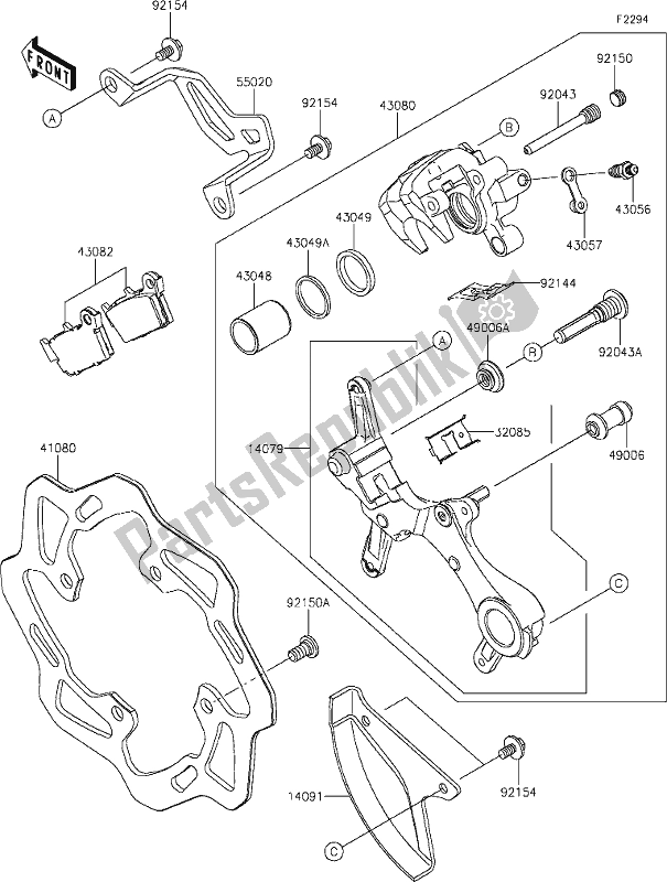 All parts for the 40 Rear Brake of the Kawasaki KX 250 2020