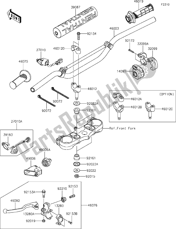 Todas las partes para 41 Handlebar de Kawasaki KX 250 2020