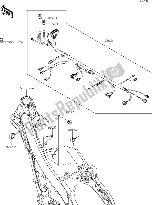 All parts for the 46 Chassis Electrical Equipment of the Kawasaki KX 250 2020