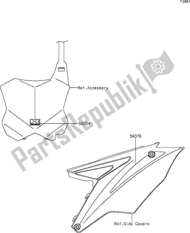 Todas as partes de 49 Decals do Kawasaki KX 250 2020