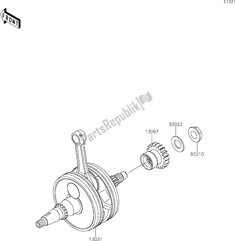 All parts for the 8 Crankshaft of the Kawasaki KX 250 2020