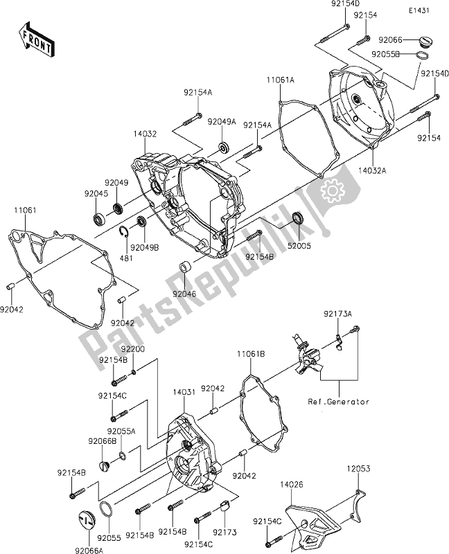 Todas as partes de 14 Engine Cover(s) do Kawasaki KX 250 2021