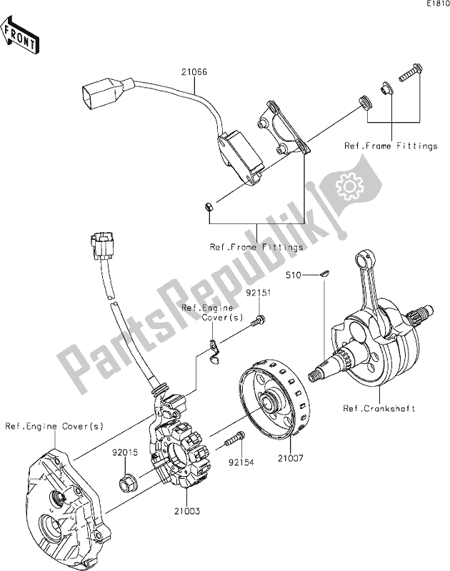 Alle onderdelen voor de 19 Generator van de Kawasaki KX 250 2021