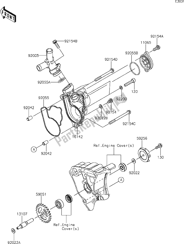 Toutes les pièces pour le 22 Water Pump du Kawasaki KX 250 2021