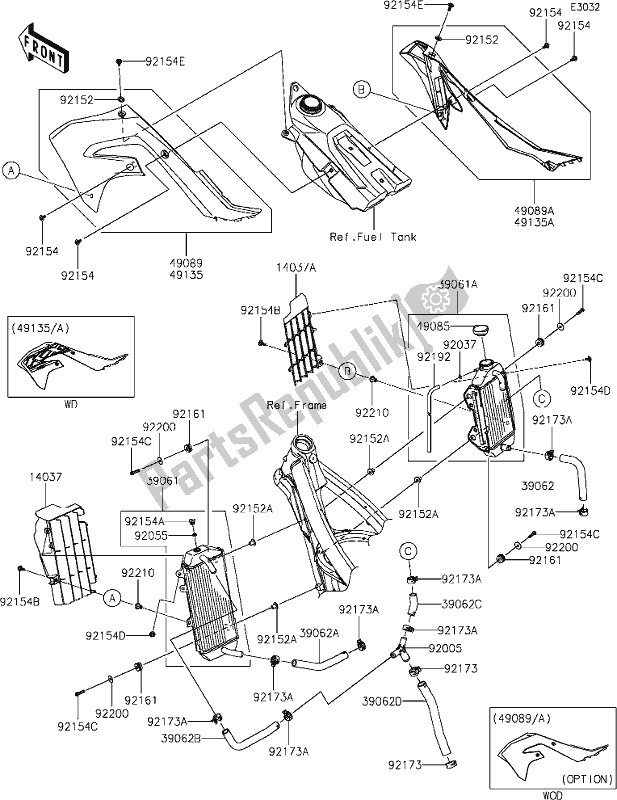 Toutes les pièces pour le 23 Radiator du Kawasaki KX 250 2021