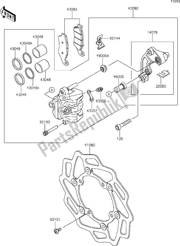 Todas as partes de 38 Front Brake do Kawasaki KX 250 2021