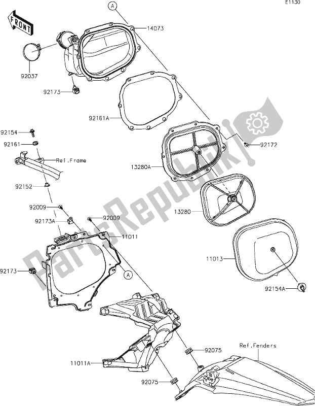 Alle onderdelen voor de 4 Air Cleaner van de Kawasaki KX 250 2021