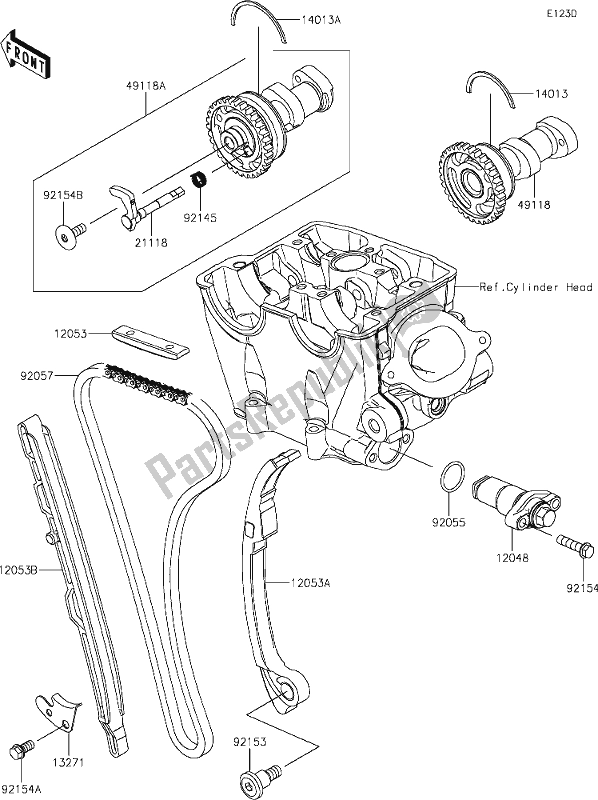 Todas as partes de 7 Camshaft(s)/tensioner do Kawasaki KX 250 2021