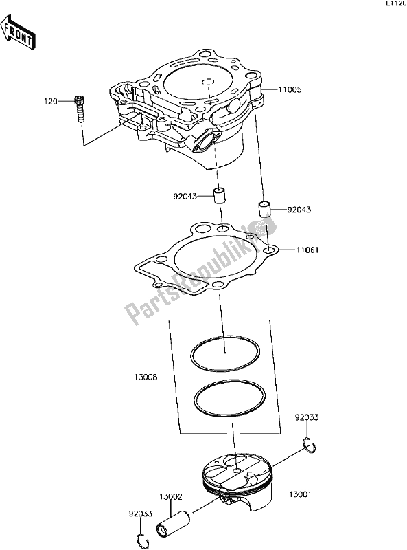 Tutte le parti per il B-5 Cylinder/piston(s) del Kawasaki KX 250F 2017