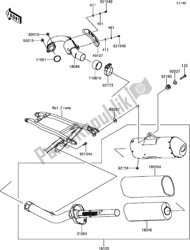 Tutte le parti per il B-7 Muffler(s) del Kawasaki KX 250F 2017