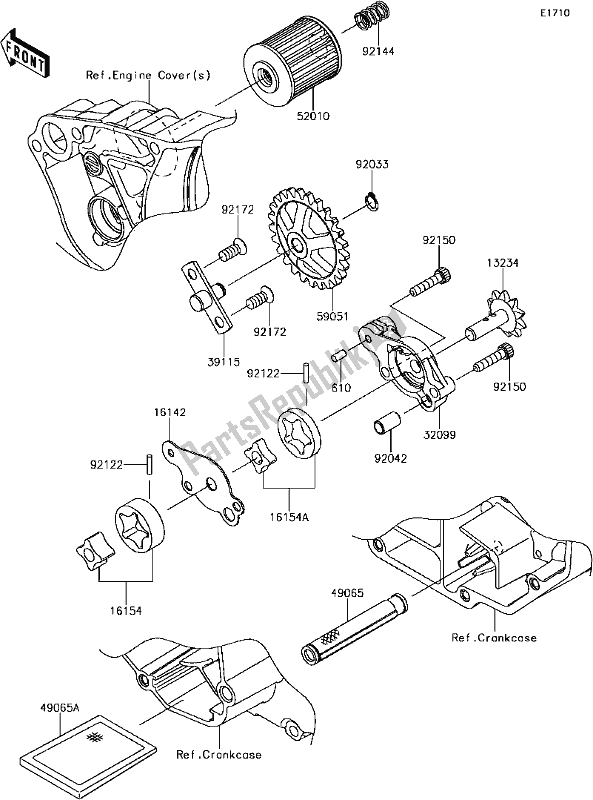 Alle onderdelen voor de C-10oil Pump van de Kawasaki KX 250F 2017