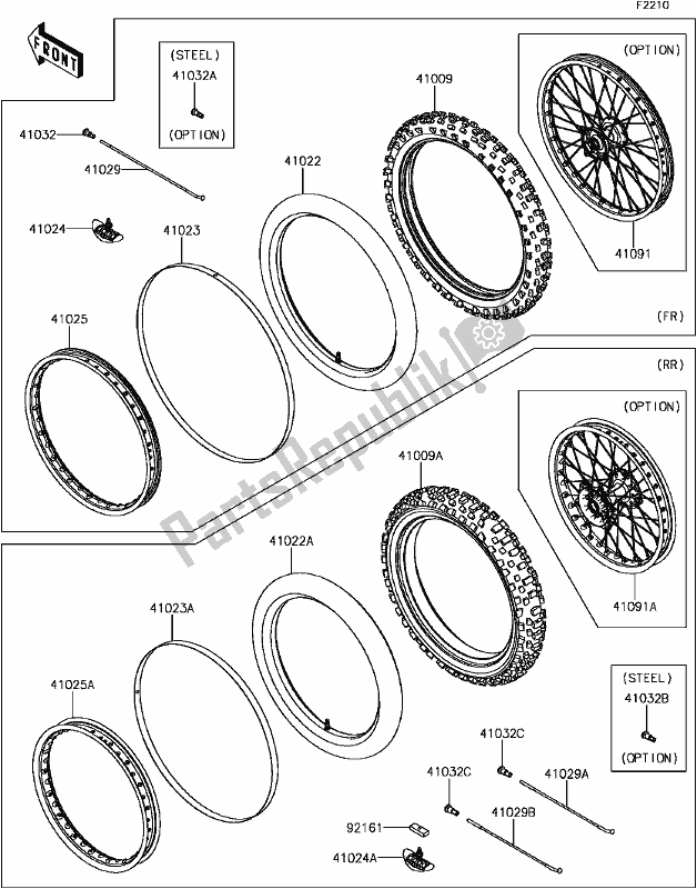 All parts for the D-11tires of the Kawasaki KX 250F 2017