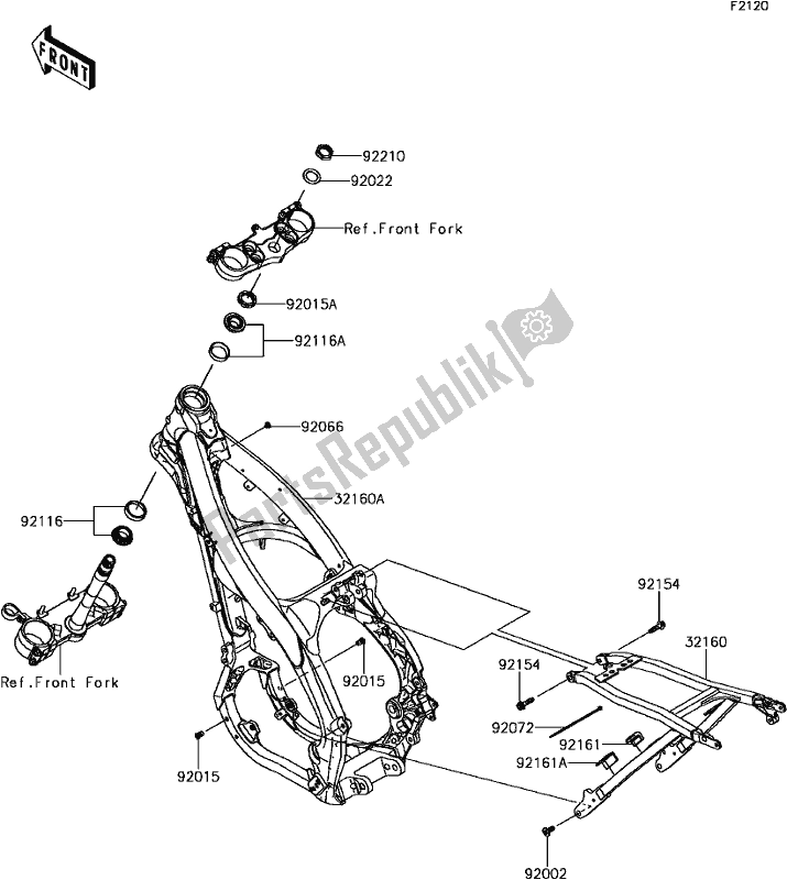 Todas las partes para D-3 Frame de Kawasaki KX 250F 2017