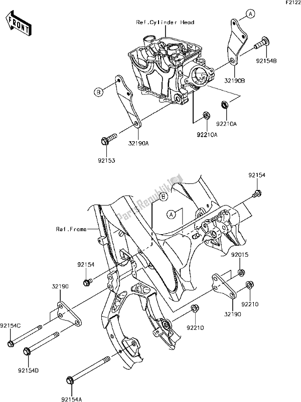 Todas las partes para D-4 Engine Mount de Kawasaki KX 250F 2017