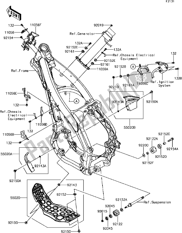 Alle onderdelen voor de D-5 Frame Fittings van de Kawasaki KX 250F 2017