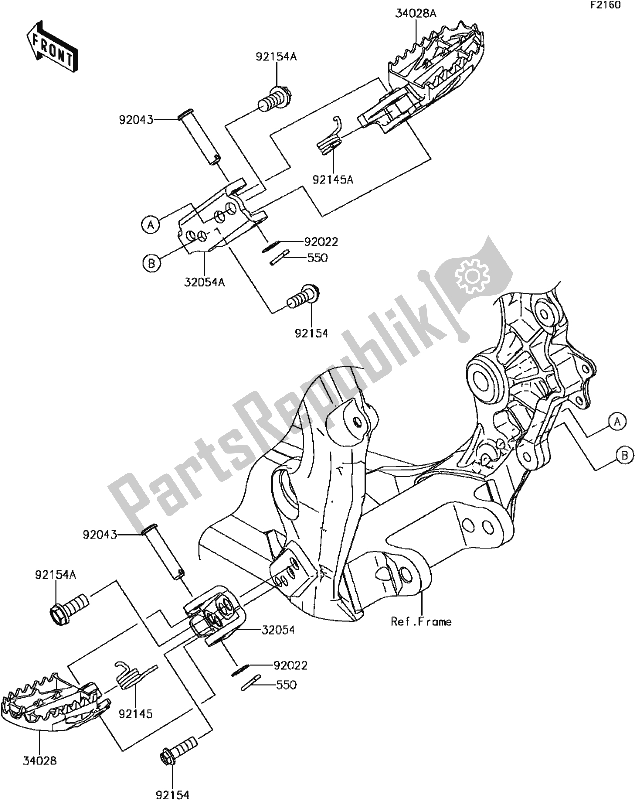 Alle onderdelen voor de D-8 Footrests van de Kawasaki KX 250F 2017