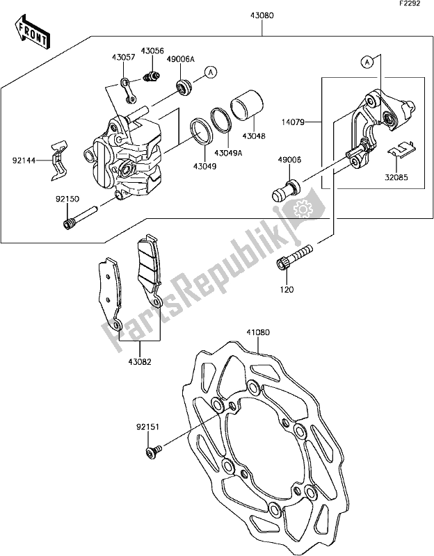 Todas as partes de E-5 Front Brake do Kawasaki KX 250F 2017