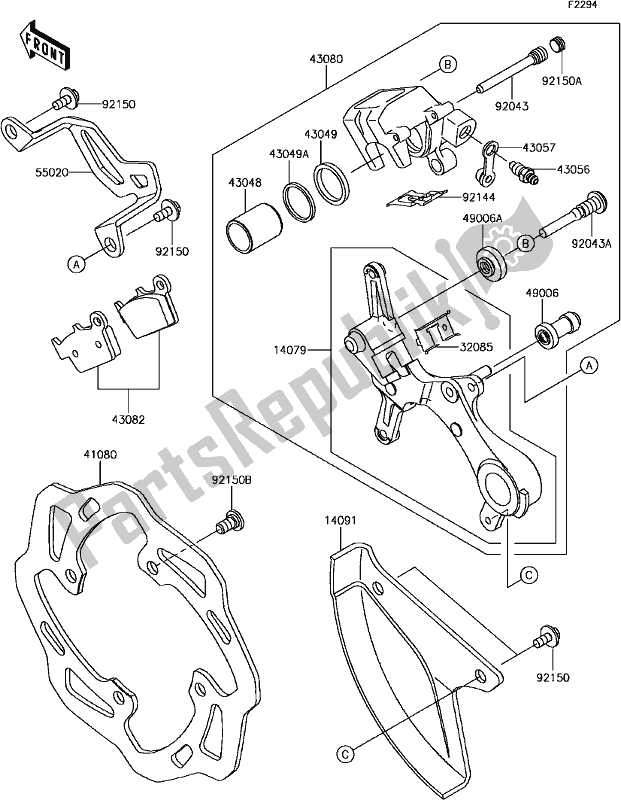 Todas las partes para E-7 Rear Brake de Kawasaki KX 250F 2017