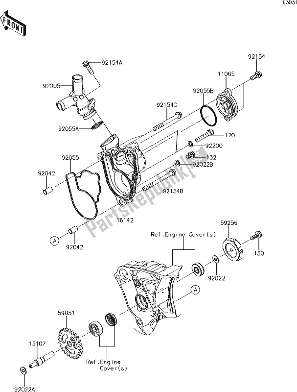 Tutte le parti per il 22 Water Pump del Kawasaki KX 250F 2018