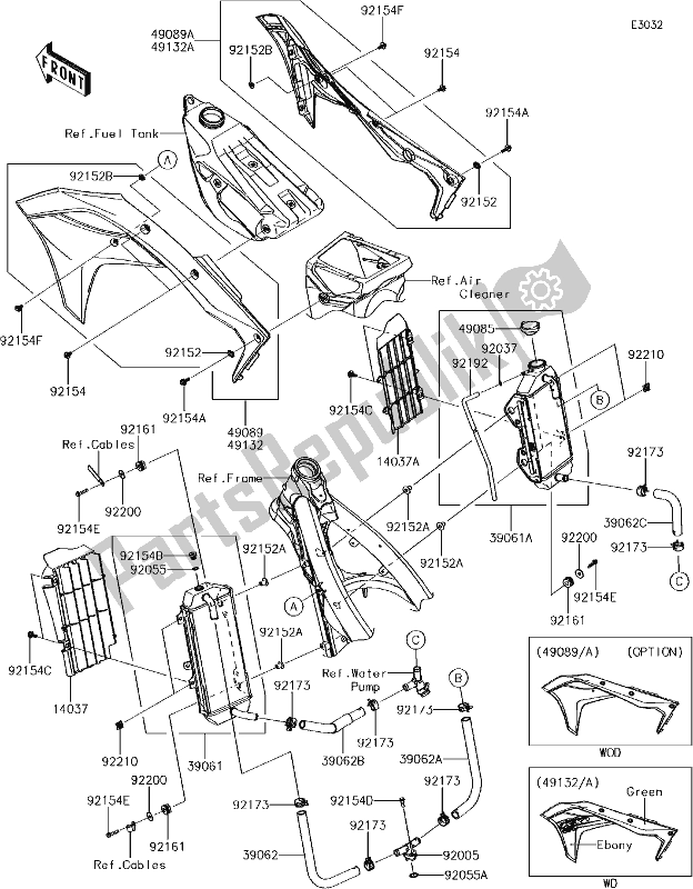 Tutte le parti per il 23 Radiator del Kawasaki KX 250F 2018