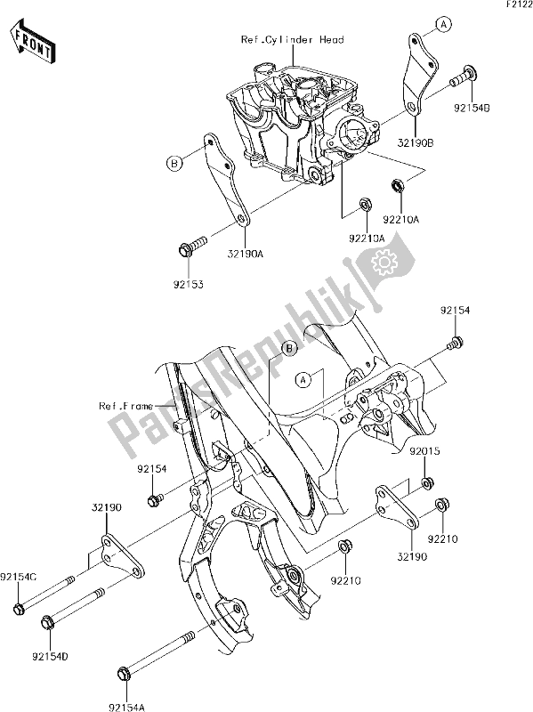 Tutte le parti per il 25 Engine Mount del Kawasaki KX 250F 2018