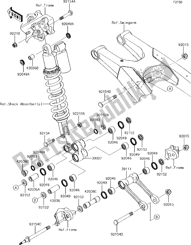 All parts for the 28 Suspension of the Kawasaki KX 250F 2018