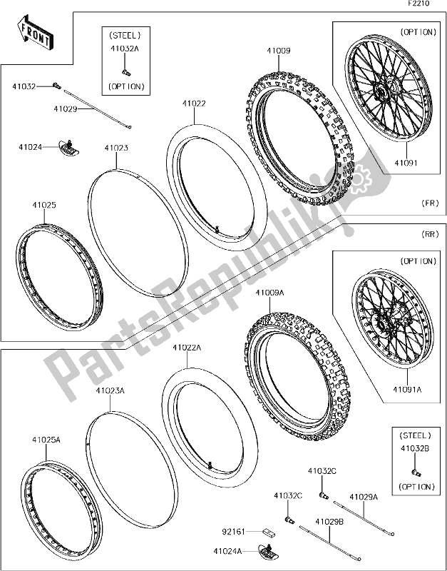 All parts for the 32 Tires of the Kawasaki KX 250F 2018