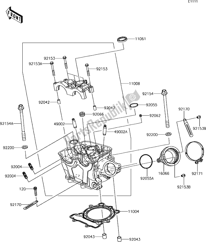 Tutte le parti per il 1 Cylinder Head del Kawasaki KX 250F 2019