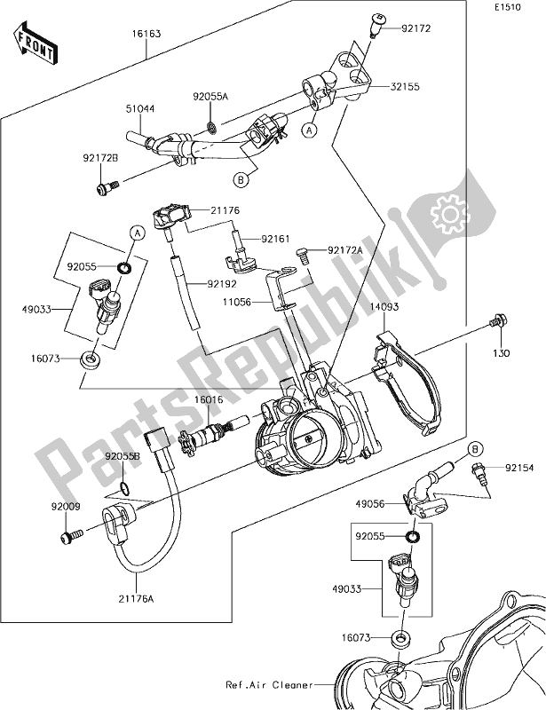 Alle onderdelen voor de 16 Throttle van de Kawasaki KX 250F 2019