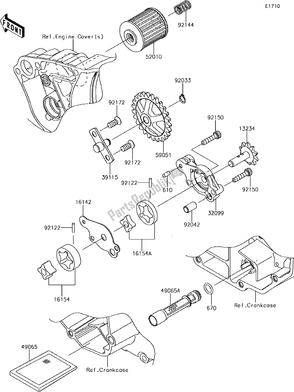 Alle onderdelen voor de 19 Oil Pump van de Kawasaki KX 250F 2019