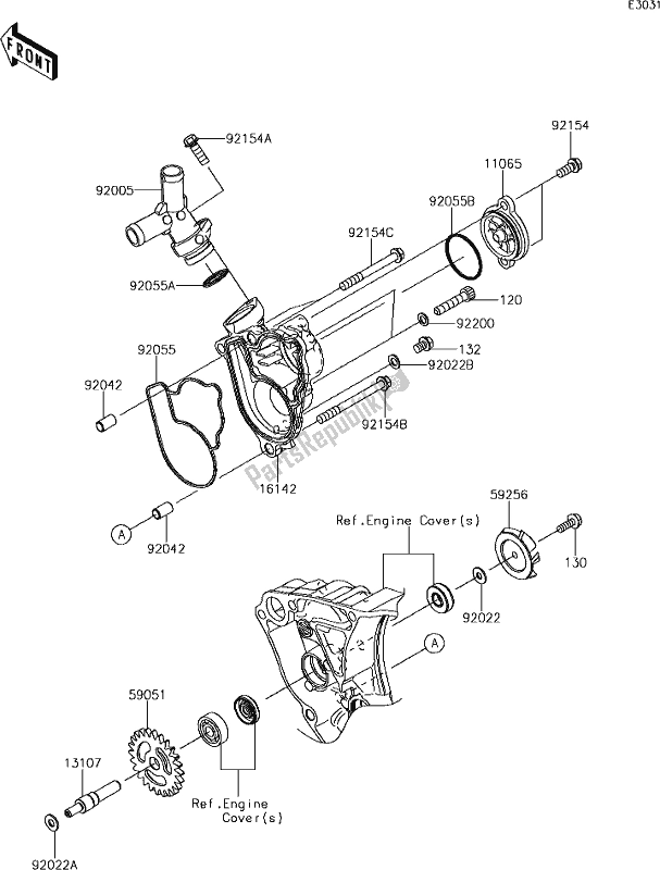 Tutte le parti per il 22 Water Pump del Kawasaki KX 250F 2019