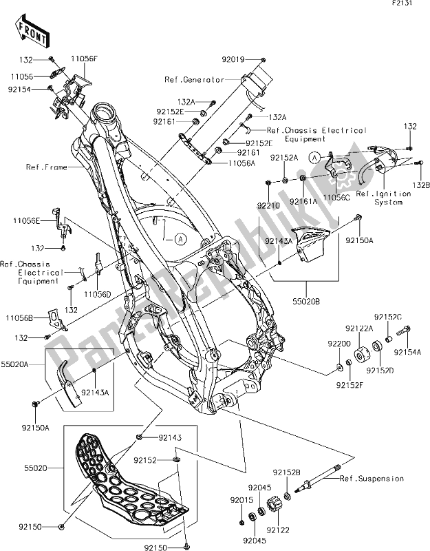 Toutes les pièces pour le 26 Frame Fittings du Kawasaki KX 250F 2019