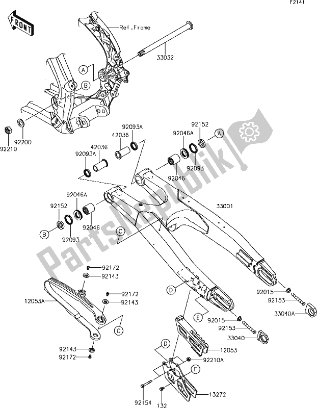 Tutte le parti per il 27 Swingarm del Kawasaki KX 250F 2019