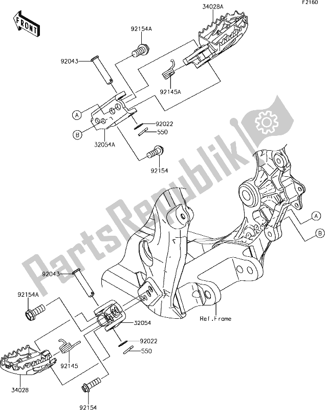 Alle onderdelen voor de 29 Footrests van de Kawasaki KX 250F 2019