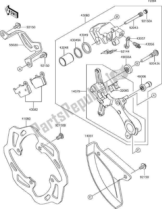 Tutte le parti per il 40 Rear Brake del Kawasaki KX 250F 2019