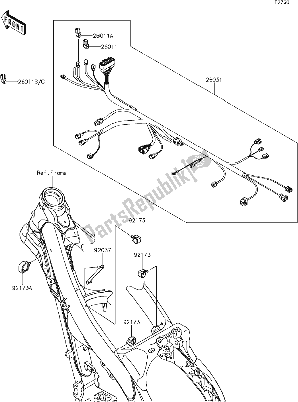 Alle onderdelen voor de 46 Chassis Electrical Equipment van de Kawasaki KX 250F 2019