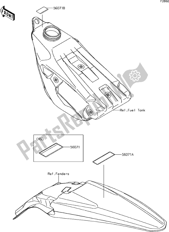 Tutte le parti per il 48 Labels del Kawasaki KX 250F 2019