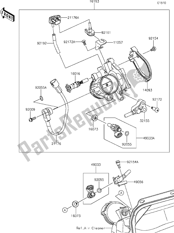 All parts for the 15 Throttle of the Kawasaki KX 250X 2021