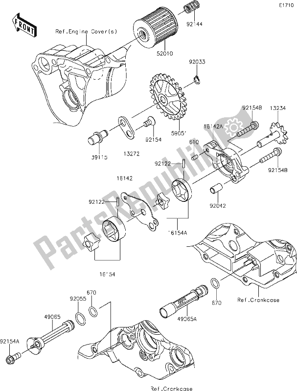 All parts for the 18 Oil Pump of the Kawasaki KX 250X 2021