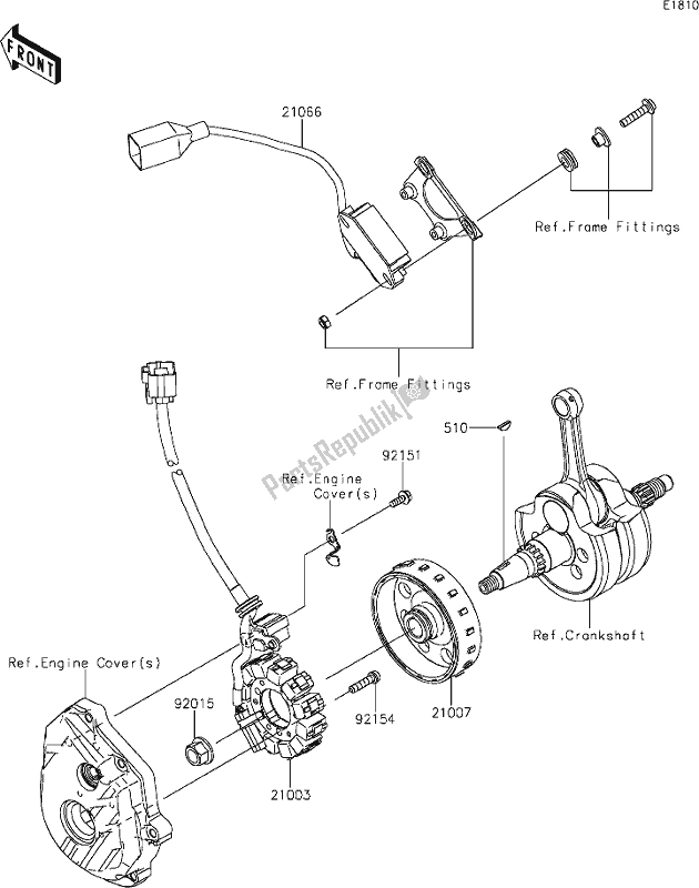 All parts for the 19 Generator of the Kawasaki KX 250X 2021